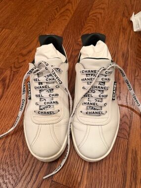 CHANEL Black and White Logo sneakers